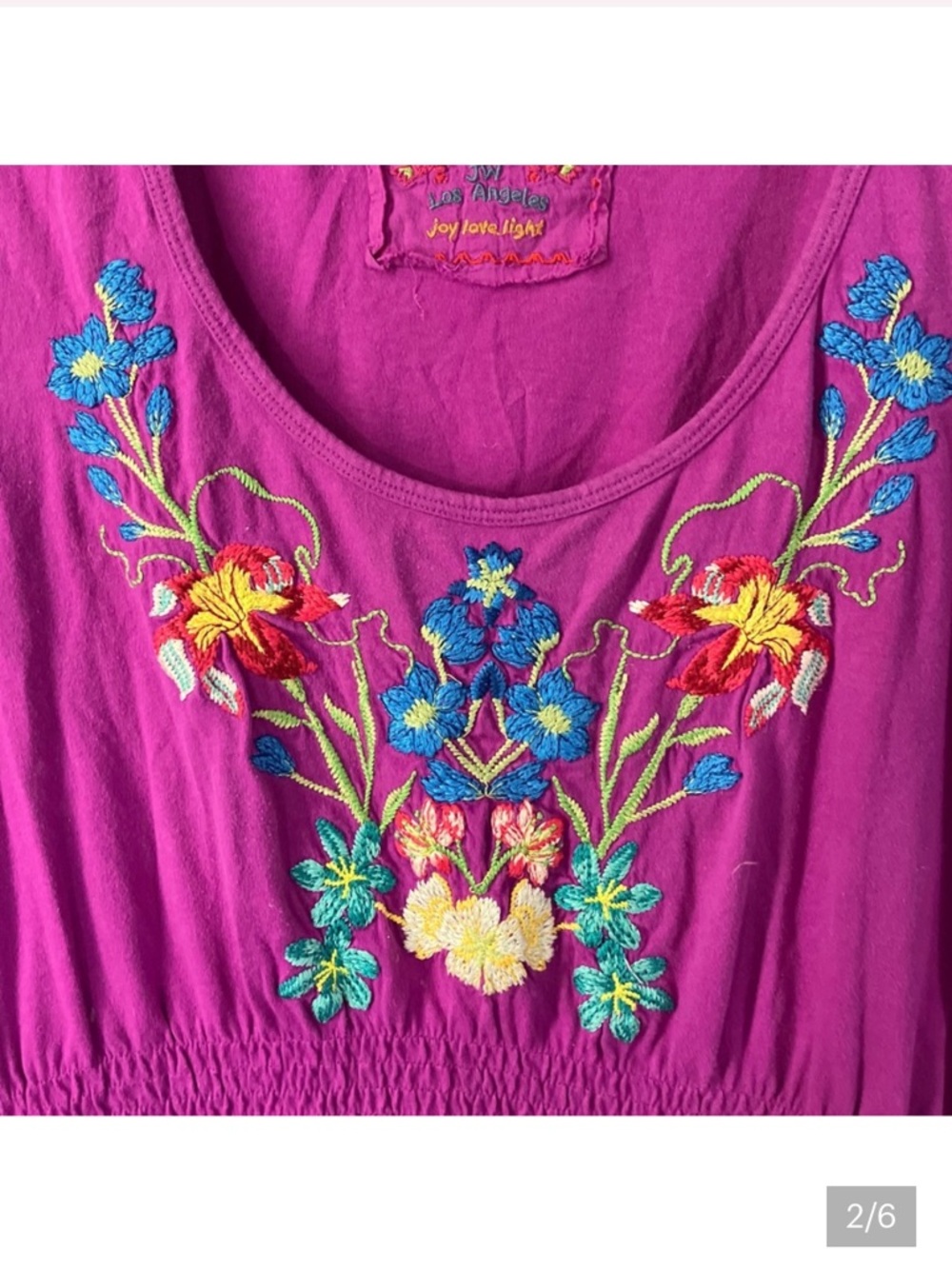 Johnny Was Purple Embroidered Scoop-Neck Midi Dress M - Picture 2 of 6